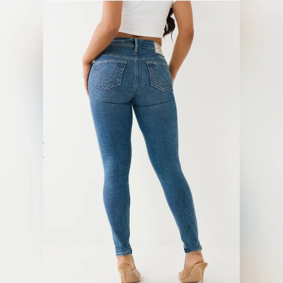 True Religion "Stella" Mid Rise skinny Medium wash stretch jeans size 33 - Picture 3 of 11